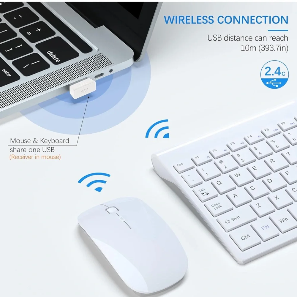 TopMate Wireless Keyboard and Mouse Ultra Slim Combo